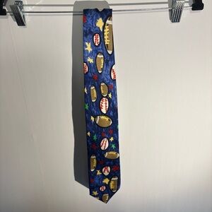 Expressions Blue Sports Tie with Footballs, Baseballs & Stars